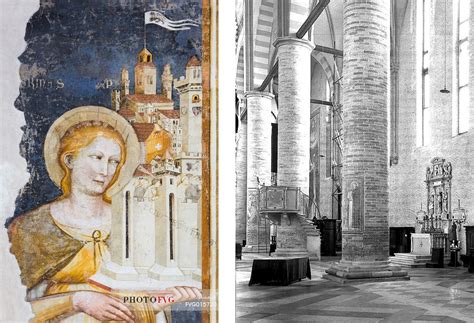 Affresco raffigurante Santa Rita con la famiglia o l'ingresso al monastero