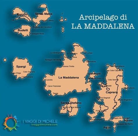 Mappa dell'Arcipelago di La Maddalena con evidenziata l'Isola di Santa Maria