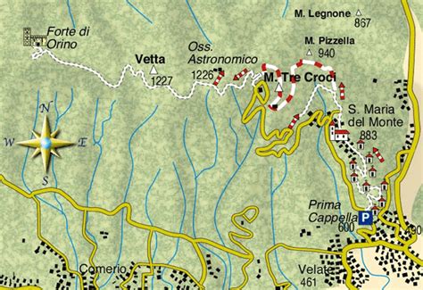 Mappa del percorso del Sacro Monte di Varese con le tappe della Via Sacra