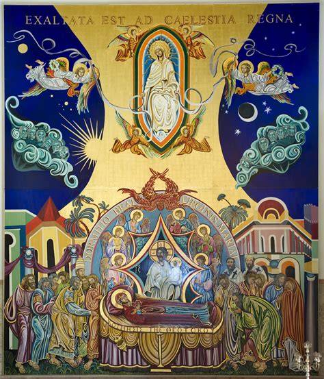 affresco o icona che rappresenta la Dormizione della Vergine Maria