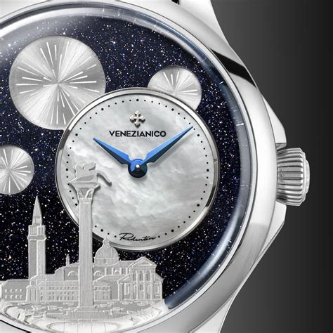 Quadrante dell'orologio Venezianico Redentore Bellanotte con raffigurazione di Venezia al chiaro di luna