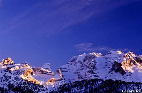 Panorama invernale dall'Altopiano dello Spinale con vista sulle Dolomiti del Brenta
