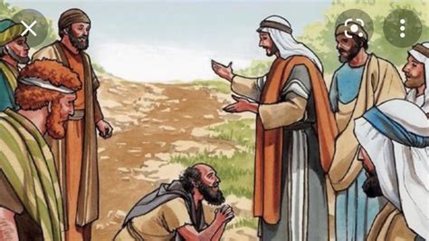 Raffigurazione artistica dei dieci lebbrosi che chiedono aiuto a Gesù