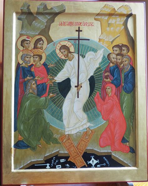 Schema che illustra il mistero pasquale: la morte, la discesa agli inferi e la risurrezione gloriosa di Cristo.
