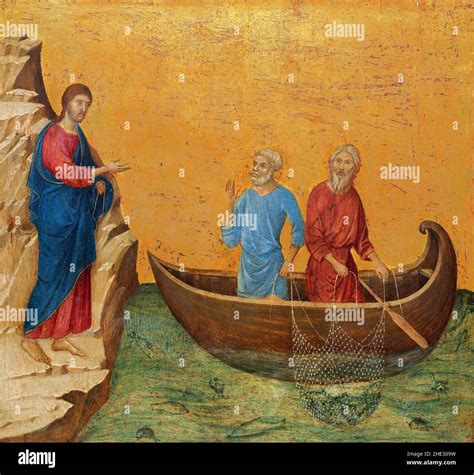 Rappresentazione artistica della chiamata degli apostoli Andrea e Pietro da parte di Gesù