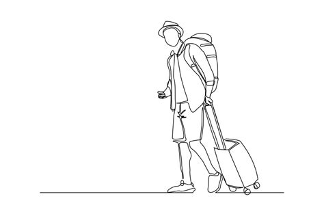 Illustrazione di un viaggiatore con bagaglio essenziale, che cammina su una strada aperta