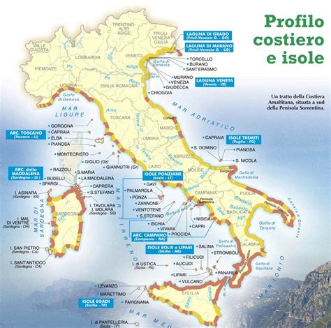 Mappa delle coste italiane con i principali porti