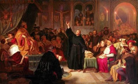 Illustrazione della Dieta di Worms con Martin Lutero di fronte all'Imperatore Carlo V