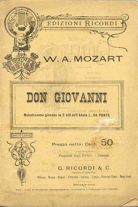 Locandina storica o scena di repertorio dell'opera Don Giovanni di Mozart