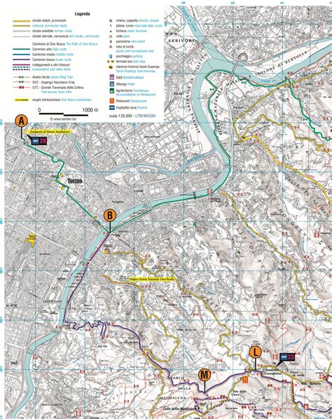 Mappa dell'itinerario escursionistico per l'Eremo dei Camaldolesi di Torino