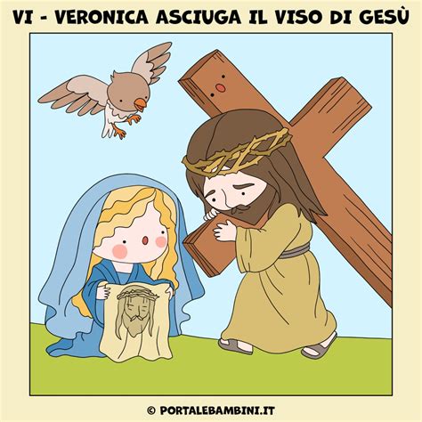 illustrazione della Via Crucis con le figure principali per bambini