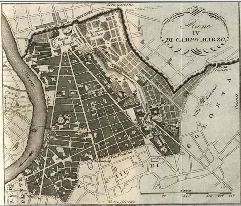 Mappa del Campo Marzio con indicazione dell'Ara Pacis e del Mausoleo di Augusto