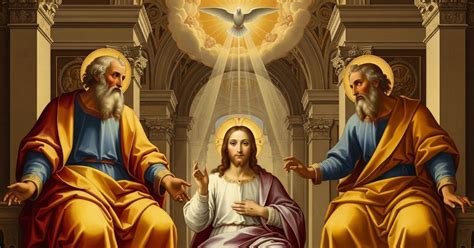 Illustrazione della Trinità: Padre, Figlio e Spirito Santo uniti in amore