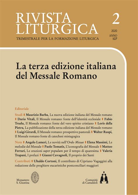 Schema dei criteri per la preparazione liturgica secondo le norme del Messale Romano