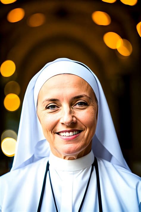 Foto di Suor Bernadette, una suora di mezza età con abito monacale tradizionale