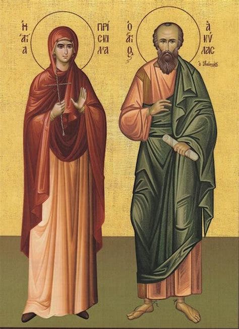 Illustrazione biblica di Priscilla e Aquila con San Paolo mentre discutono le scritture o insegnano la fede cristiana.