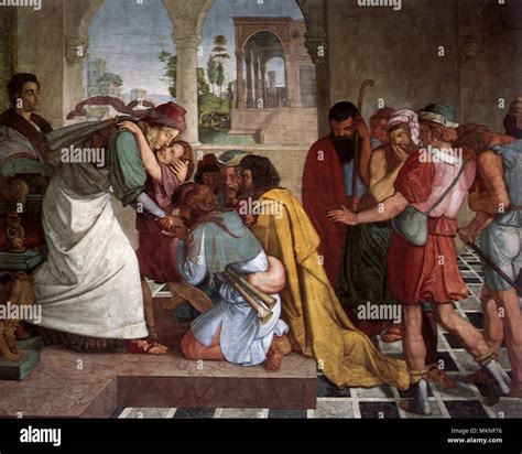 Rappresentazione di Giuseppe che si ricongiunge con i suoi fratelli e Beniamino