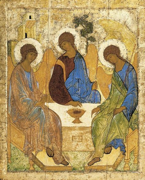 Icona della Trinità di Rublev che rappresenta l'ospitalità di Abramo.