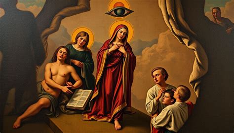 Illustrazione dell'apparizione della Madonna a Bertolino sotto l'ulivo