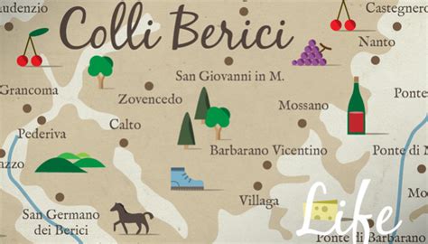 Mappa dei Colli Berici con indicazione dei punti di interesse