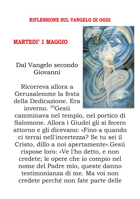 Esempio di pieghevole parrocchiale con riflessioni sul Vangelo e preghiere