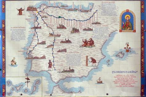Mappa storica dei pellegrinaggi verso Santiago di Compostela