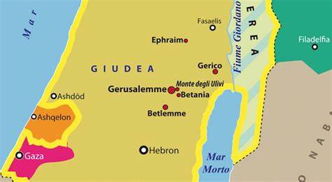 Mappa del percorso da Gerico a Gerusalemme