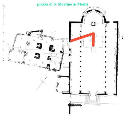 Pianta schematica dei sotterranei della Basilica, evidenziando il Titulus Equitii