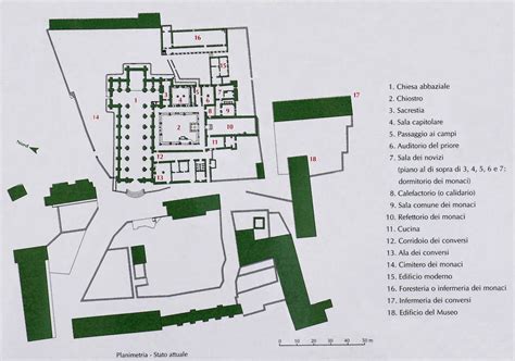 Illustrazione o pianta dettagliata del complesso abbaziale di San Floriano