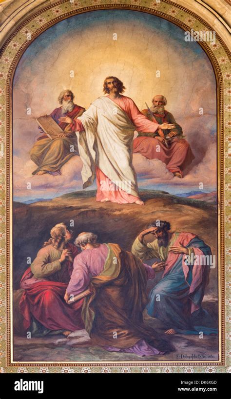 Illustrazione del Monte Tabor con Gesù, Mosè, Elia e i discepoli