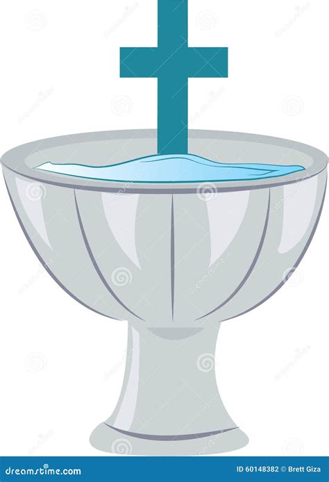 Icona stilizzata di un fonte battesimale con acqua e una colomba