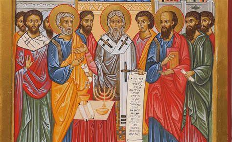 Illustrazione del Concilio di Gerusalemme con gli Apostoli