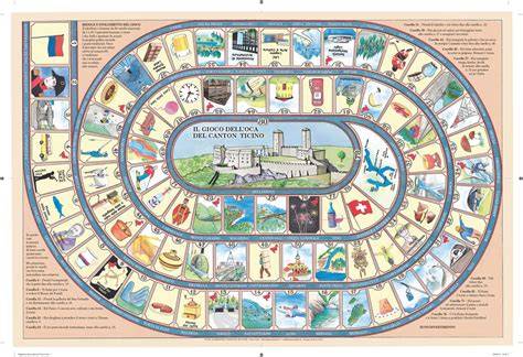 Illustrazione colorata di un tabellone del gioco dell'oca con caselle a tema biblico