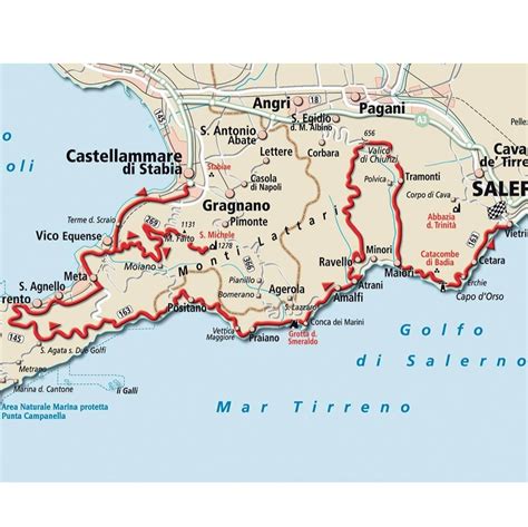Mappa della Penisola Sorrentina e indicazioni stradali