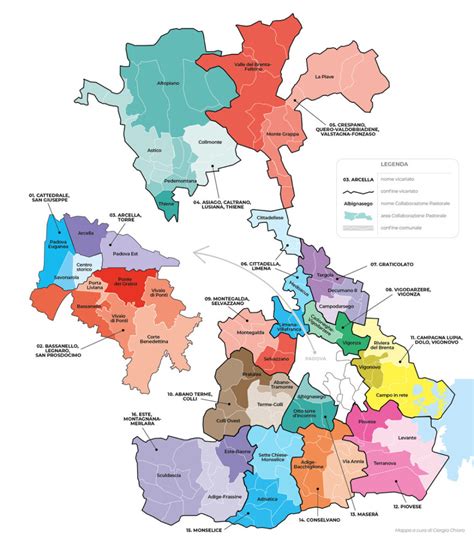 Mappa della Diocesi di Modena-Nonantola con evidenziate le aree di recente riorganizzazione parrocchiale.