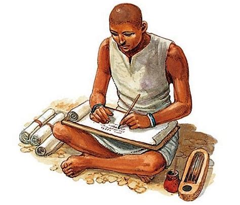 Illustrazione di scribi antichi che copiano manoscritti