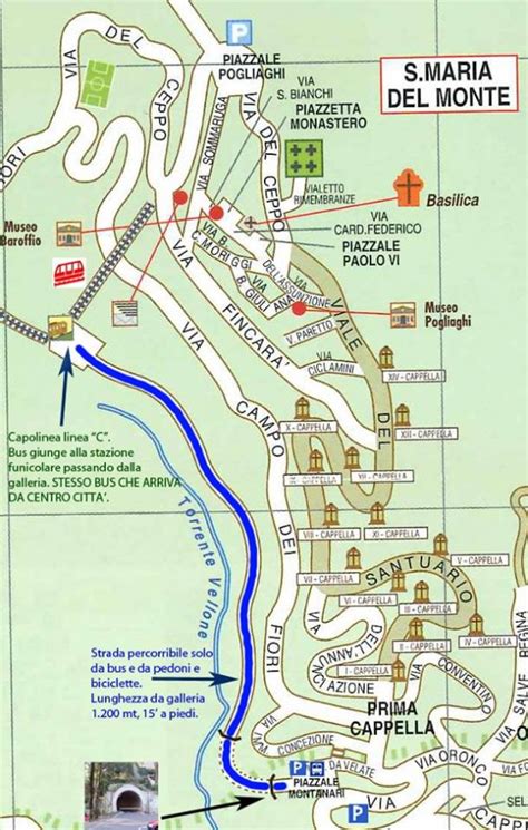 Mappa del Viale delle Cappelle del Sacro Monte di Varese