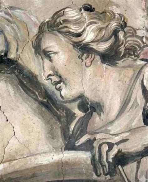 Dettaglio di un affresco con il viraggio del bianco di piombo al nero