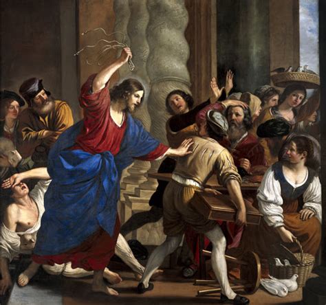 dipinto raffigurante Gesù che caccia i mercanti dal Tempio