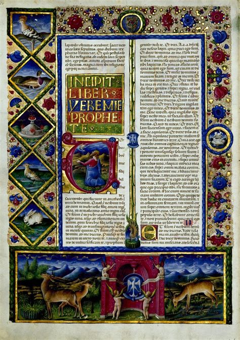 Dettaglio di una pagina della Bibbia di Toledo (Bibbia di San Luigi) con scene dal libro del Levitico.