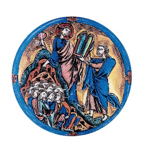 Copertina dell'edizione facsimile della Bibbia di San Luigi, con miniature su porcellana.