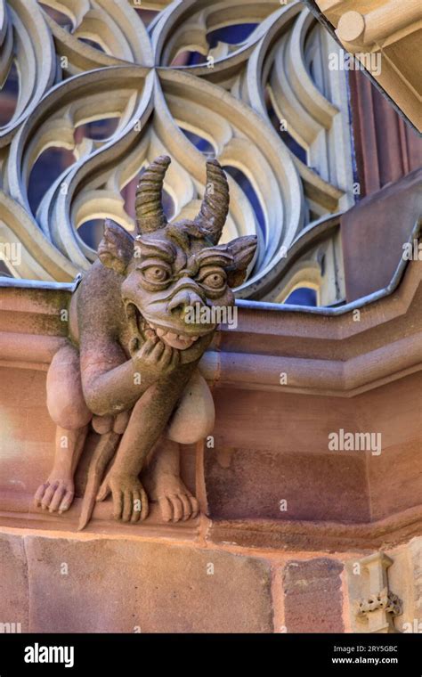 Dettaglio della facciata nord fortificata e di un gargoyle della Cattedrale di Saint-Samson
