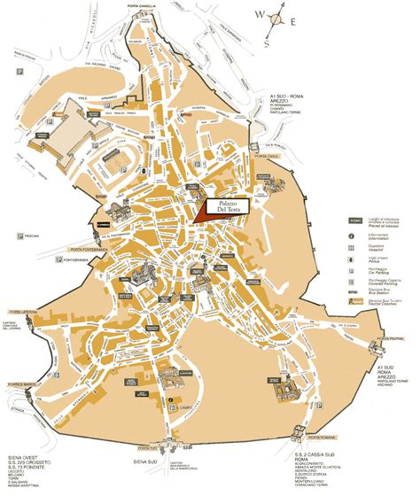 Mappa storica di Siena con evidenziata la zona di Fontebranda o Salicotto