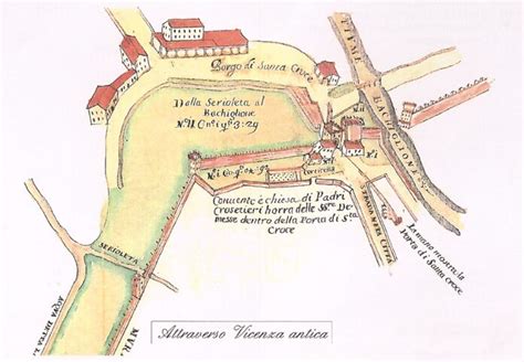 mappa storica del borgo di Santa Croce a Padova e dell'antico complesso dei Cappuccini