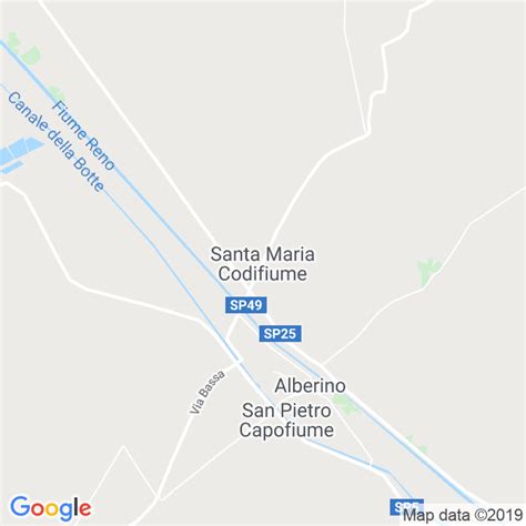 Mappa del territorio di Santa Maria Codifiume e zone limitrofe per indicare la posizione strategica in provincia di Ferrara