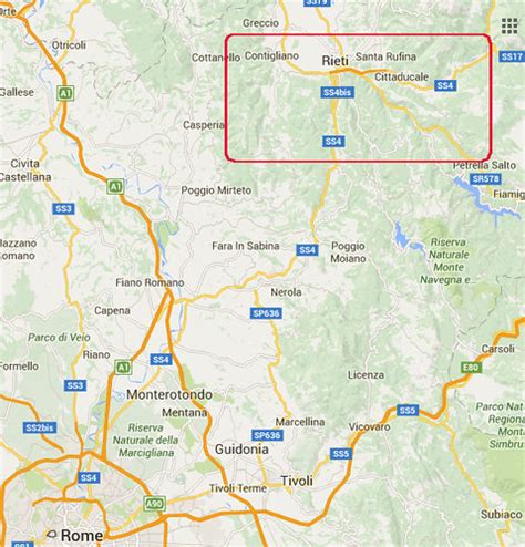 Mappa della Sabina con posizione delle abbazie di Farfa e San Salvatore Maggiore