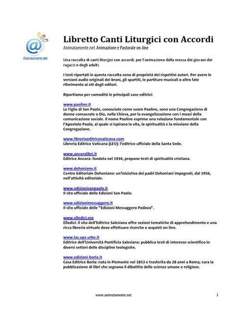 Schema che illustra la struttura tipica di un libretto di canti liturgici con indice, sezioni tematiche e accordi musicali.