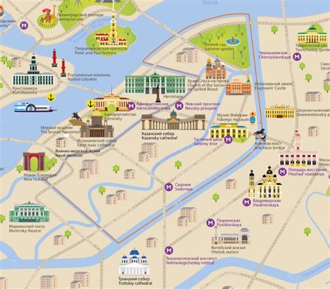 Mappa schematica dell'itinerario che collega Mosca e San Pietroburgo con le principali tappe dell'Anello d'Oro