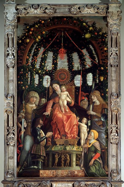 Veduta complessiva della pala Madonna della Vittoria di Andrea Mantegna, conservata al Museo del Louvre.