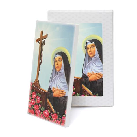 Rappresentazione iconografica di Santa Rita con il velo monacale e il segno della spina sulla fronte.